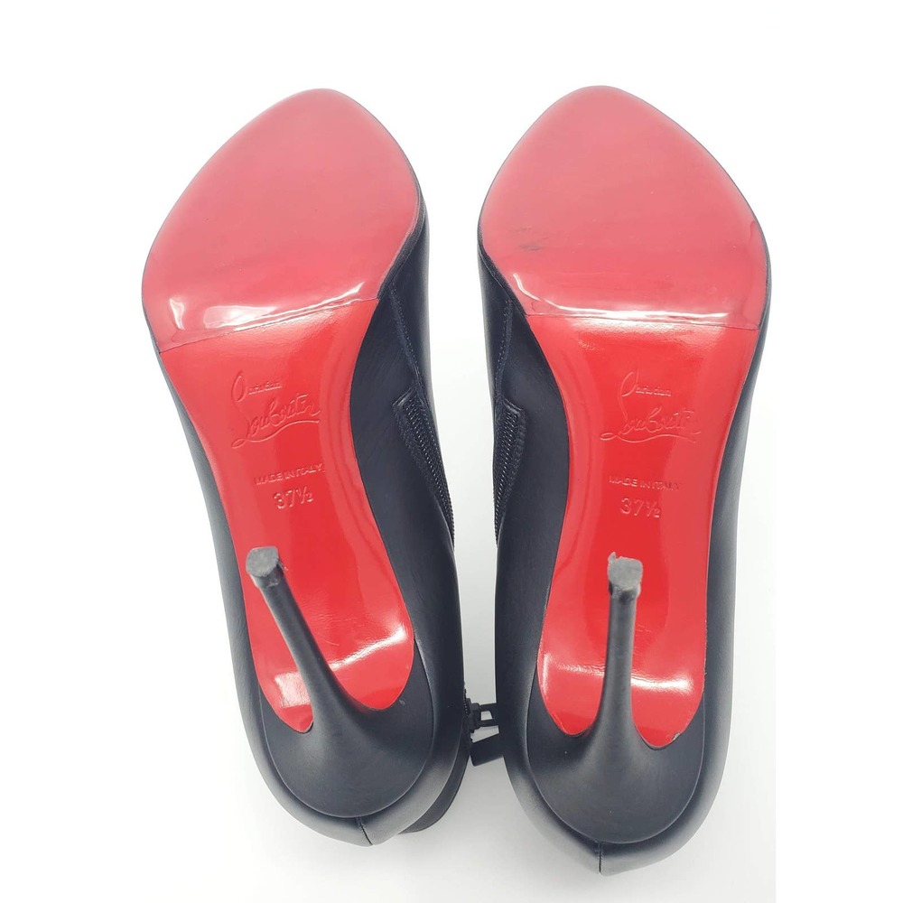 Christian Louboutin Boots Eloise 100 Heeled Ankle Booties Black Leather EU 37.5 - Picture 6 of 8